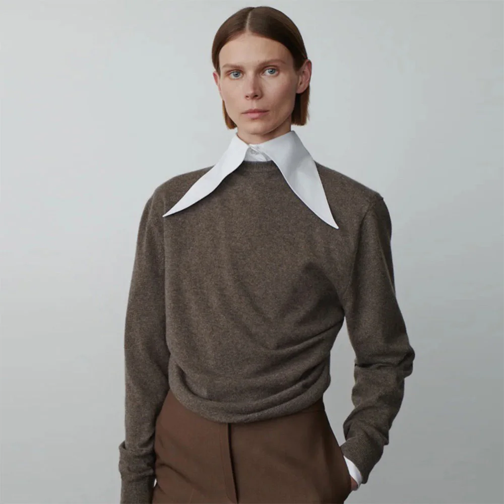 

knitted jumper women 2023 autumn and winter new design niche irregular pullover wool knitwear