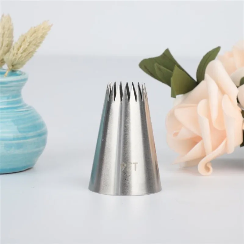 Stainless Steel Icing Piping Nozzle Tips 9FT Cookie Cake Cream Fondant Nozzle Tubes Cake Decorating Tools
