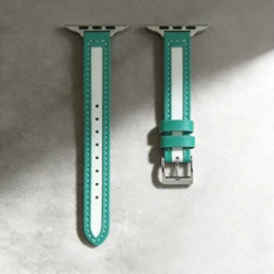 Elegant Leather Canvas Wristband - 42mm Series 10 (Grass green)