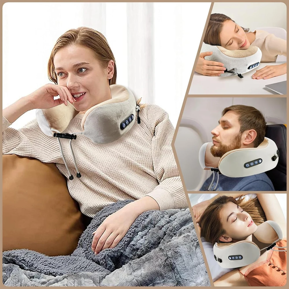 Electric Neck Massager U Shaped Pillow Portable Shoulder Cervical Massager Travel Relax Massage Pillow Neck Massage Pillow