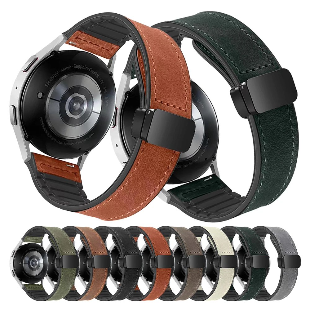 

Leather Silicone Strap for Samsung Galaxy Watch 6/5/4 44mm Pro 45mm 40mm Classic 43mm 47mm Band 20mm Wristband Bracelet Strap