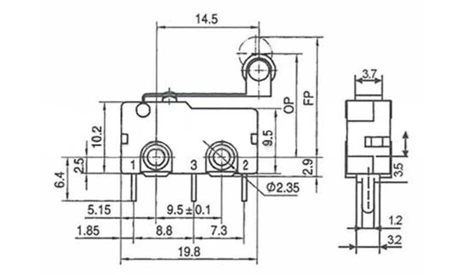 Mini Micro Limit Switch with Roller Lever Arm - SPDT Snap Action - Bulk Pack Options