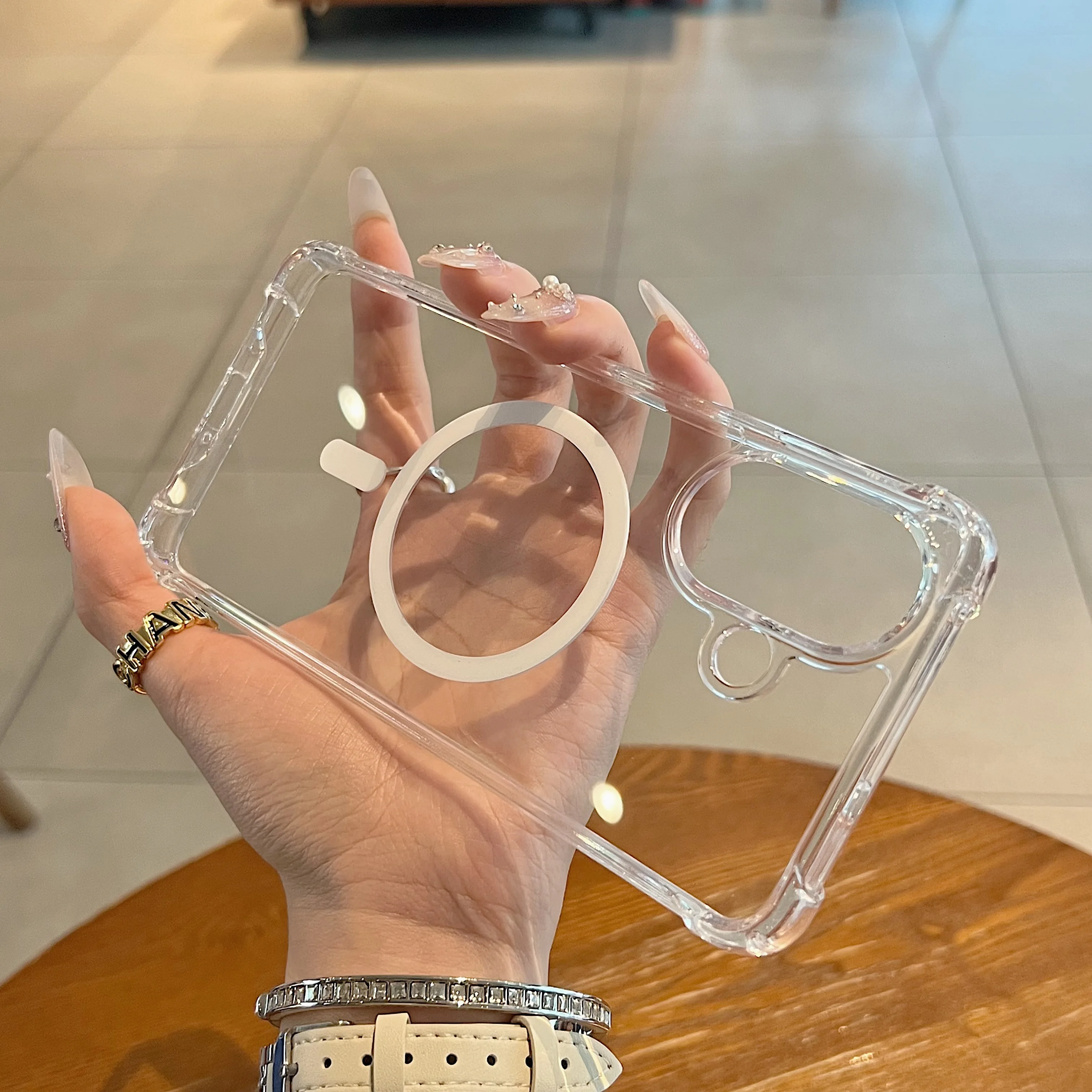 Air Cushion Magnetic Clear Acrylic Shockproof Phone Case