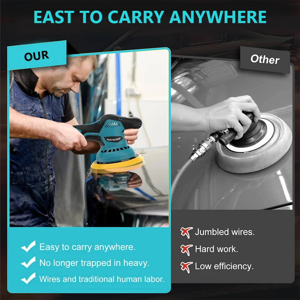Cordless Car er Polisher with 8 Variable Speed Car er Waxer Kit Portable Kit for Detailing Polishing Waxing