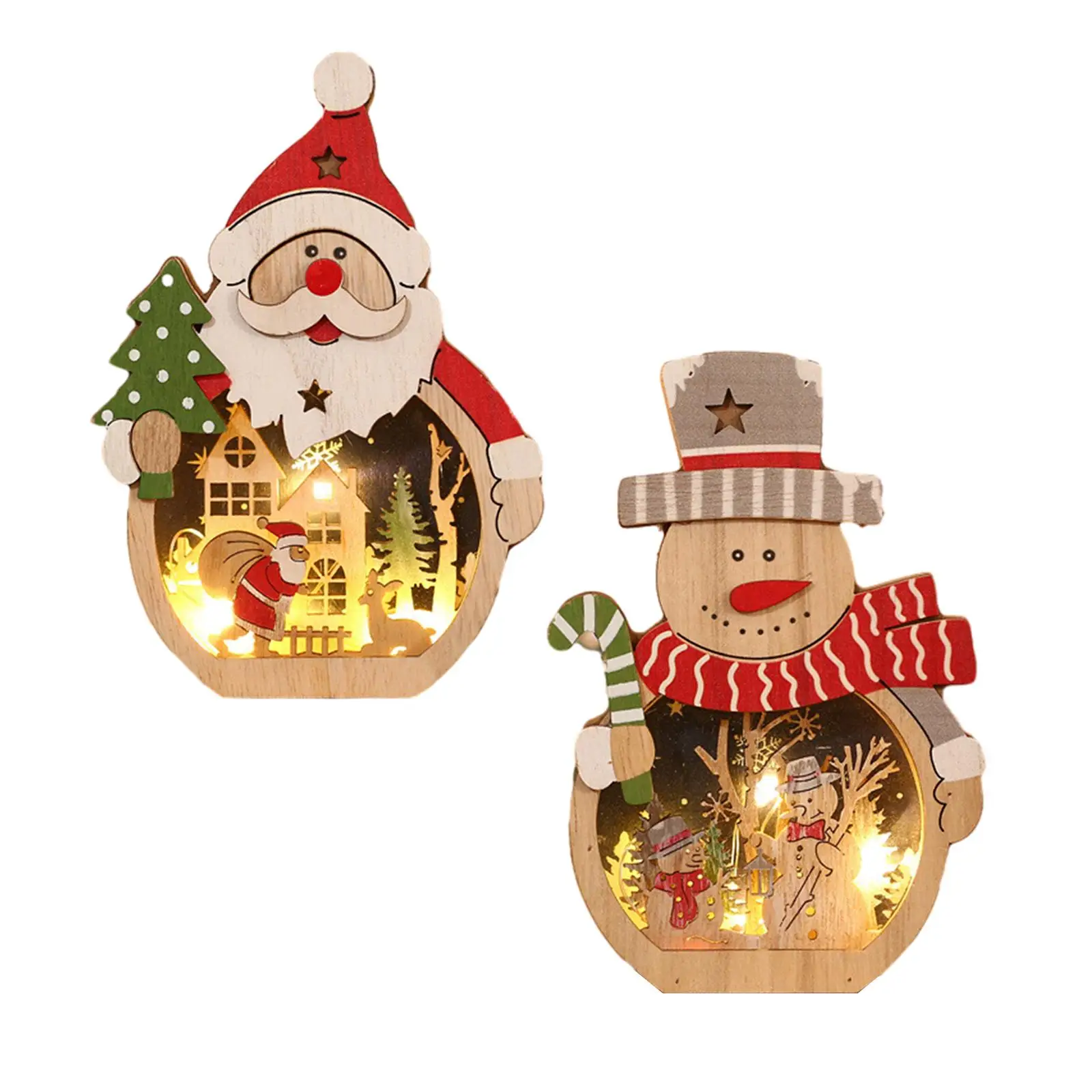 

Lighted Wooden Christmas Table Decoration Micro Landscape Desktop Ornament for Bedroom Office Living Room Indoor Home Decor
