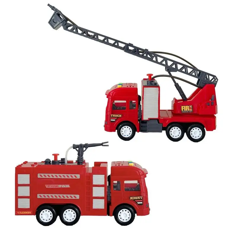 Fire Truck Alloy Diecast Simulation Sprinkler Fire Ladder Truck Firefighting Set Sound and Light Water Spray Rescue Fire Truck