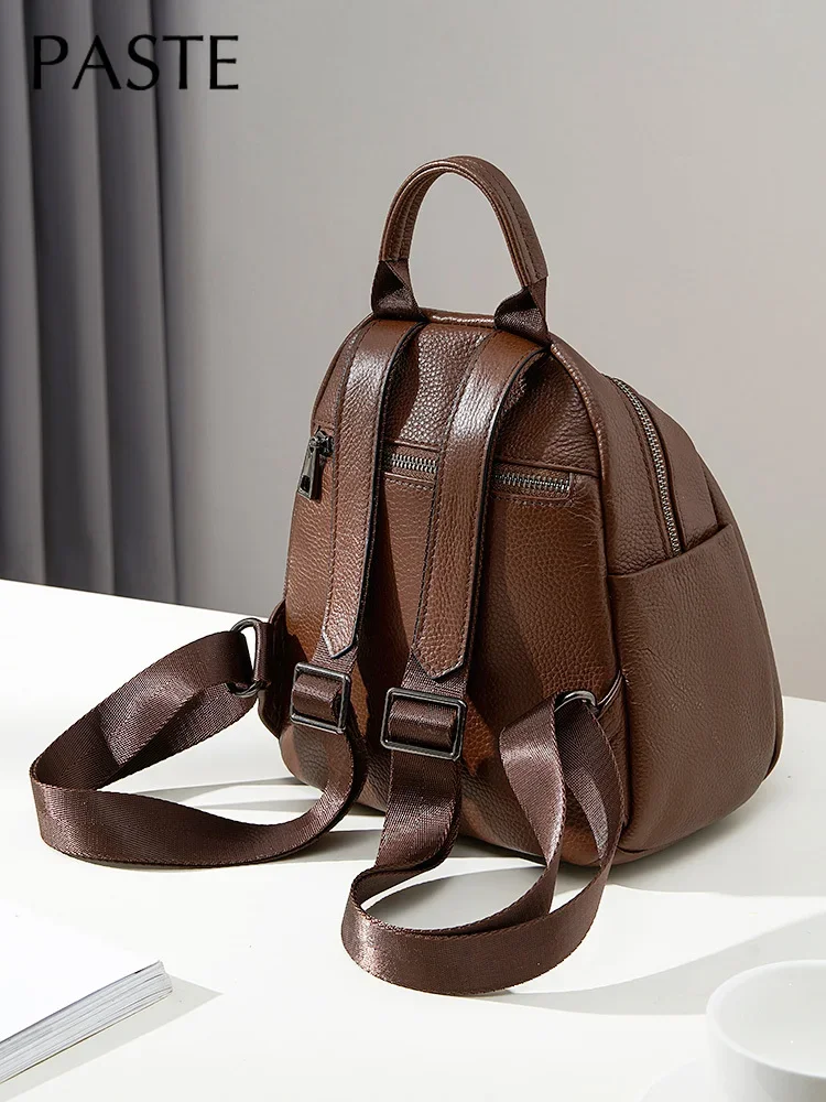 New Fashion Soft Natural Cow Leather Women Backpack Coffee 2 Sizes High Quality School Travel Shoulder Bags Satchel Rucksack 3