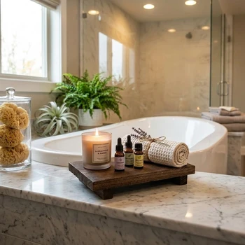 Vassoio Decorativo in Legno Retrò, Organizzatore Vintage per Bagno, Espositore per Trucchi da Cucina e Toeletta, Decorazione per la Casa