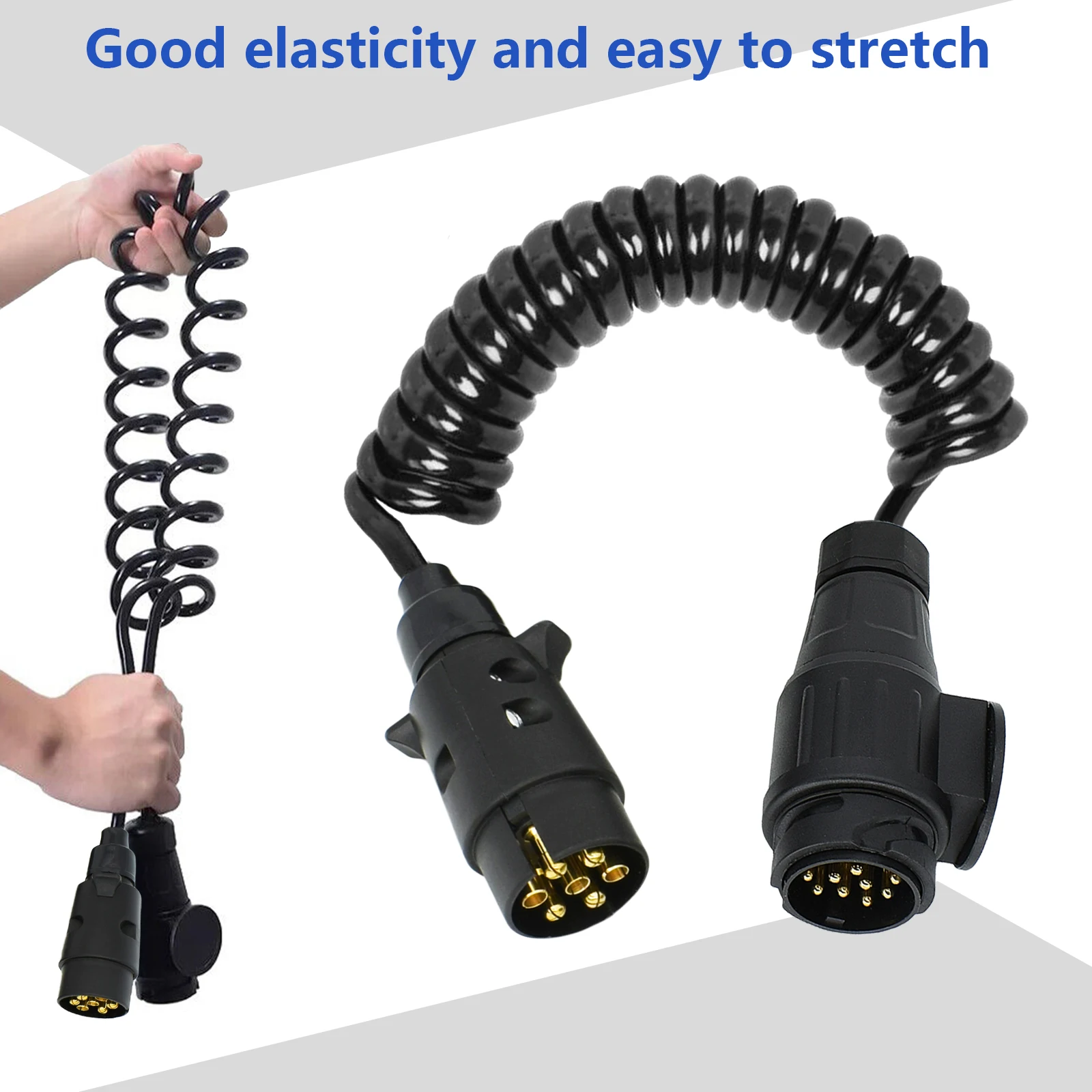 Heavy-Duty Trailer Wiring Connector: Curly Extension Cable & Towing Adapter