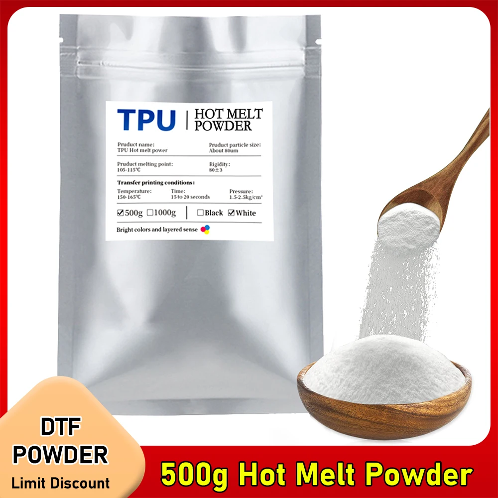 DTF Powder 500g For Direct Transfer PET Film T-Shirt Printing Machine For DTF Printer Clothes Ink Printing And Transfer dtf powder