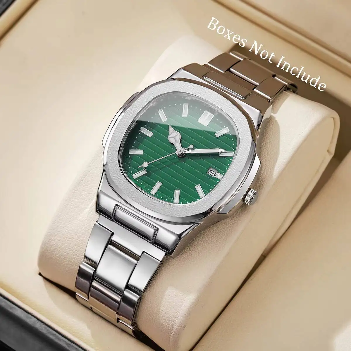 Luxury Men Business Watches Fashion Square Dial Stainless Steel Strap Quartz