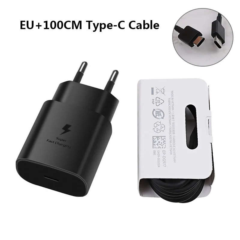 65 watt charger mobile Original Samsung Note 10 Super Fast Charger Charger 25W EU/US/UK Plug Power Adapter For Galaxy S10+ Note 7 8 9 Note 10 Plus （5G） baseus 65w