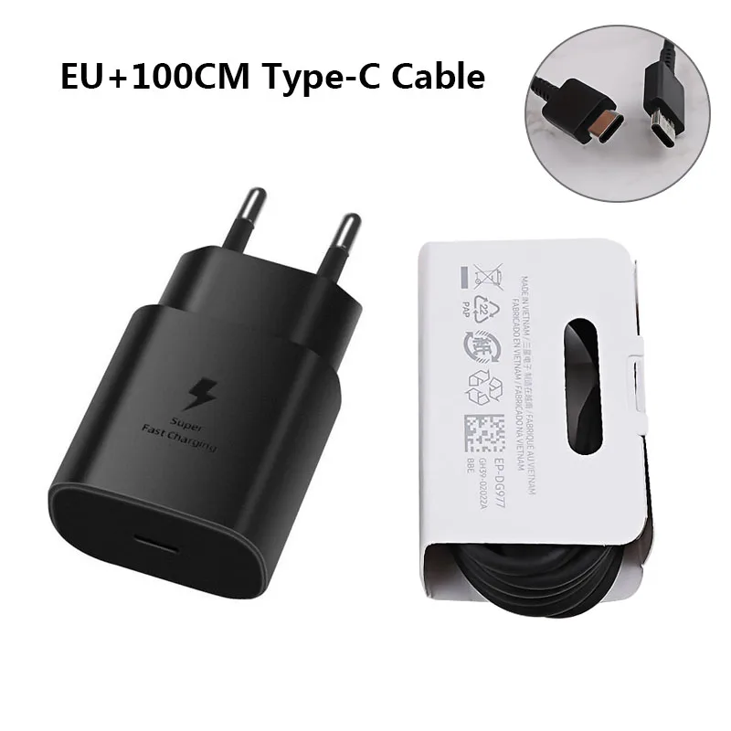 65 watt charger mobile Original Samsung Note 10 Super Fast Charger Charger 25W EU/US/UK Plug Power Adapter For Galaxy S10+ Note 7 8 9 Note 10 Plus （5G） baseus 65w Chargers