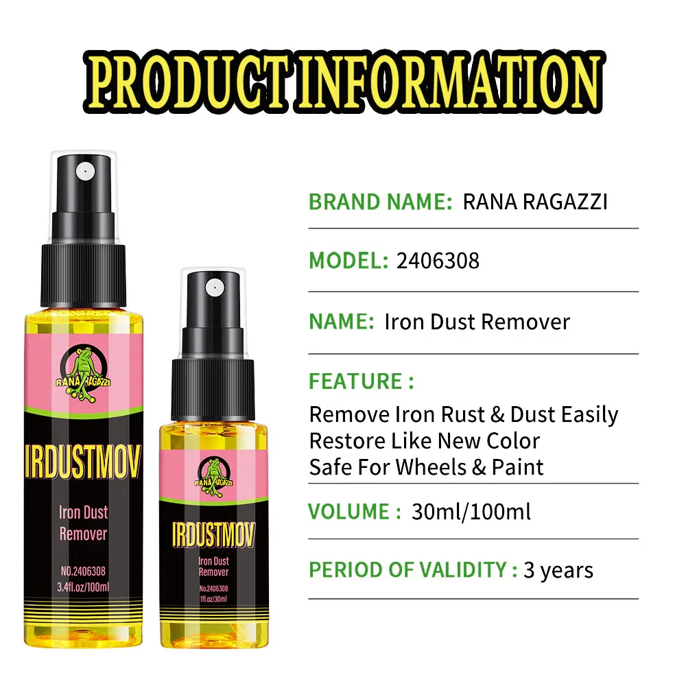 30/100ml Rust Remover Spray Metal Surface Chrome Paint Car Maintenance Iron Powder Cleaning Super Rust Remover Cleaner