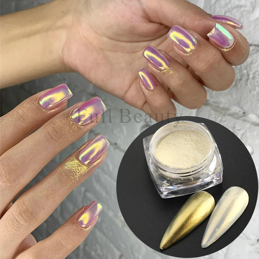 Aurora Chrome Nail Powder White Pearl Pigment Mirror Effect Rubbing Dust Irridescent Pink Glitter For Nails Manicure Flake NTCGH nail powder nail glitter nail pigment nail decoration nail decorations nail flakes