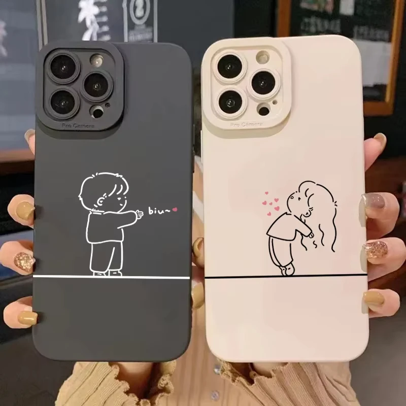 Adorable Silicone Phone Case with Matching Couple Design