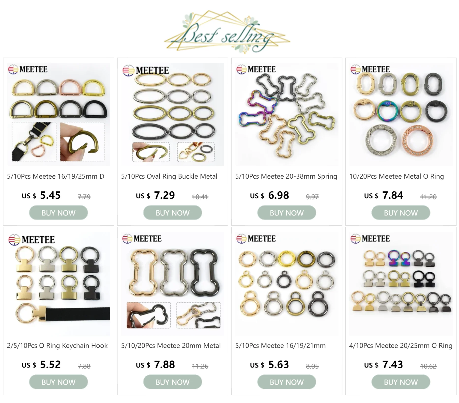 5/10 Stück Meetee 20–38 mm Federring Metallschnallen Knochenförmige Tasche Schlüsselanhänger Verbindungshaken Hundehalsband Karabiner Hardware-Zubehör – Detail 1