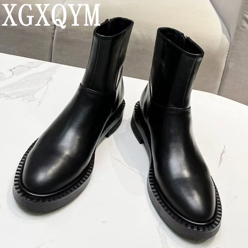 

2022 Winter Women Chelsea Boots Square Heels Round Toe Brand Designer Female Short Ankle Boots Outside Party Runway Boots Women