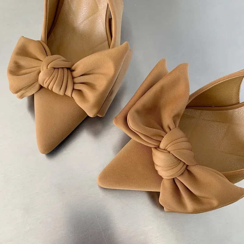 Summer Women Slingback Sandals Shoes Fashion Bow-knot Pointed Toe Slip on Ladies Elegant Dress Pumps Shoes women sandals women high heels pumps