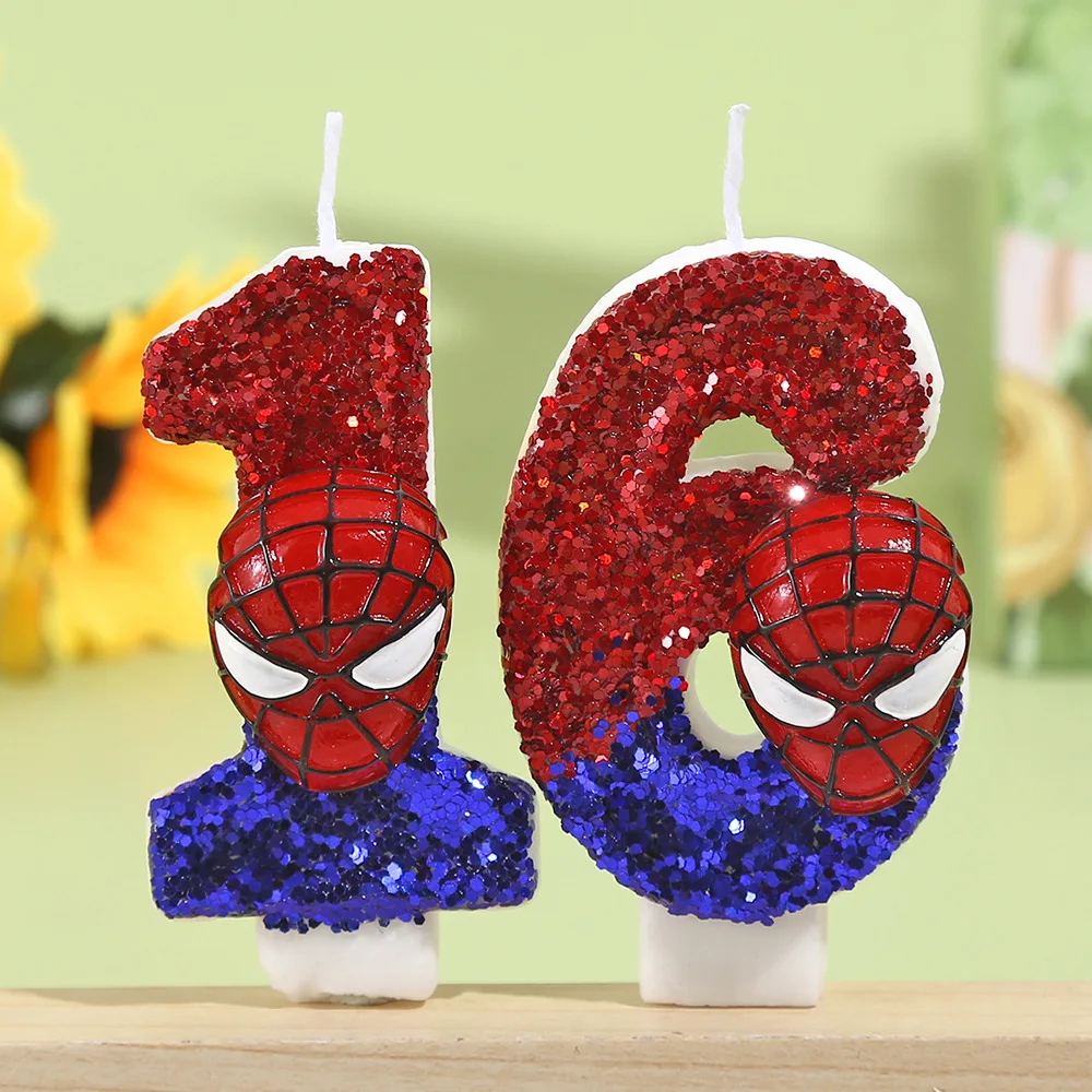 شمعة سبايدر مان الرقمية المتغيرة الألوان لتزيين الكيك، شمعة عيد ميلاد مبتكرة للأولاد
