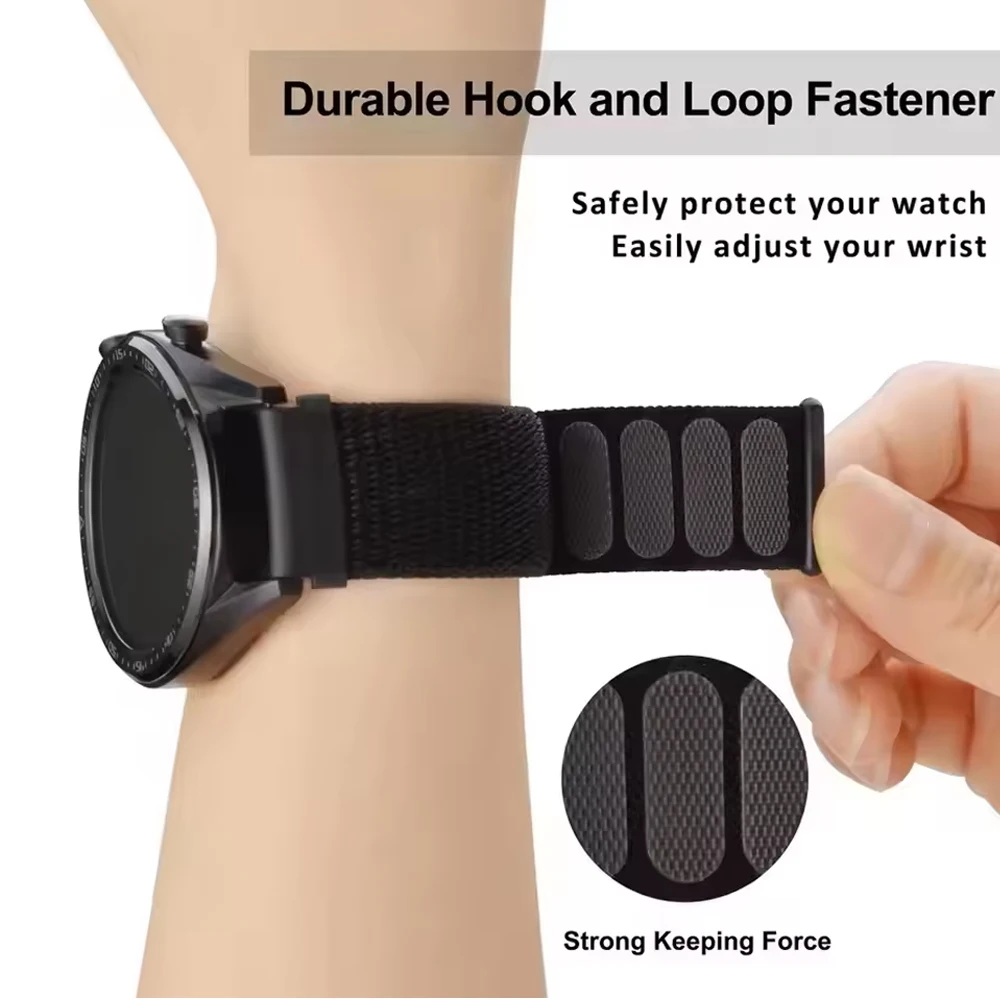 Nylon Strap Bracelet, Adjustable Sports Band, 20-22mm
