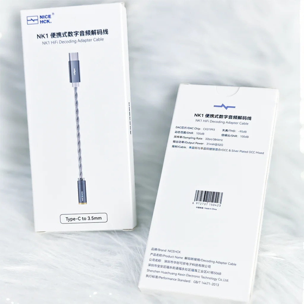 NiceHCK NK1 C 타입에서 3.5mm 무손실 HiFi 휴대용 디지털 오디오 디코딩 케이블, CX31993 칩 OCC 및 실버 도금 OCC 혼합 와이어
