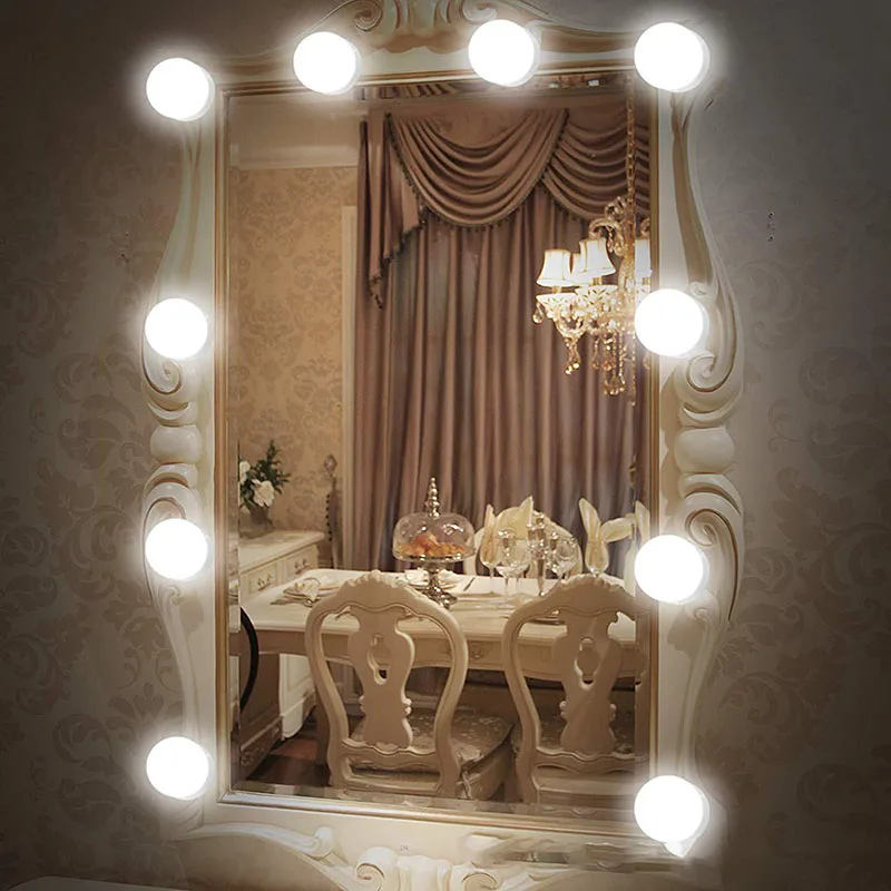 

3 Modes Colors Makeup Mirror Light Led Touch Dimming Vanity Dressing Table Lamp Bulb USB 12V Hollywood Make Up Mirror Wall Lamp