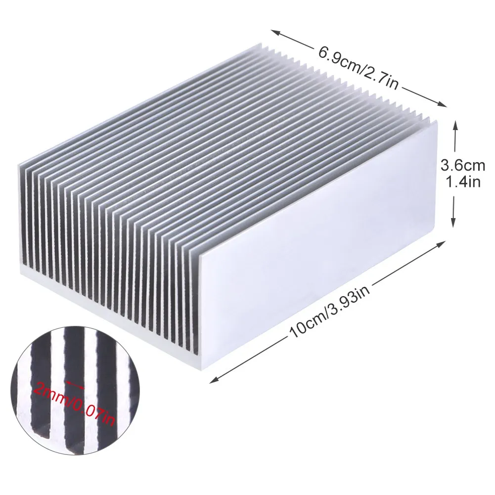ZK30 1pc Aluminum Heatsink Heat Sink Cooling for Led Amplifier Transistor IC Module 100*69*36mm
