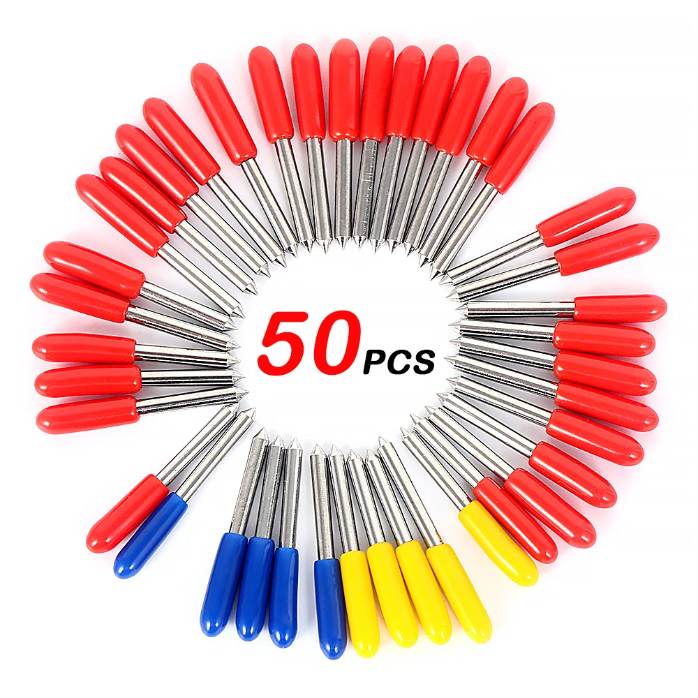 

New 50pcs 3 Types Cutting Blades Set Replacement 30 45 60 Degree Standard Carving Blades Tungsten Steel Cutting Lettering Blade