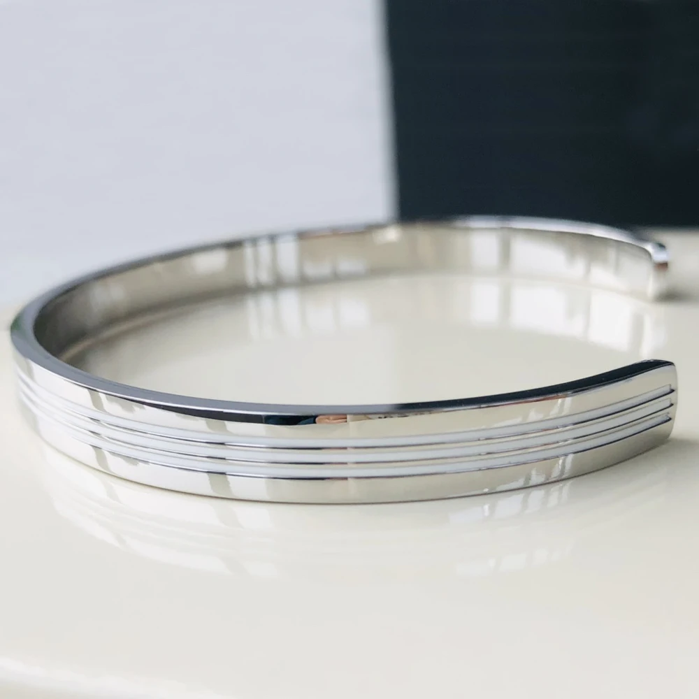 PJS 2 Colors MB Snap Bracelet Starwalker Series Enamel White Round Luxury 316 Stainless Steel Smooth Trendy Classic With Box Set