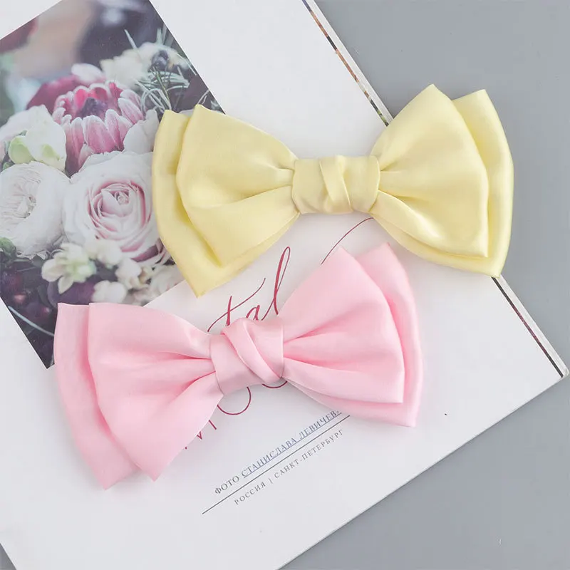 

Заколка для волос с бантом в Корейском стиле, аксессуары для девочек, универсальная однотонная тканевая заколка с пружинным зажимом, заколка для волос в форме утки, оптовая продажа ювелирных изделий