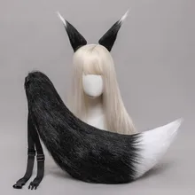 

Fox Ear Wolf Ear Plush Hand-made Hairpin Wolf Tail Foxtail Jewelry Beast Ear Tail Headdress Accessory Set