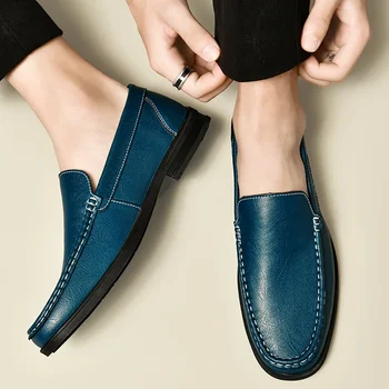 Leather Men Footwear Slip on Office Man Formal Shoes Wedding Party Men Dress Shoes Breath Driving Lazy Loafers Moccasins 1