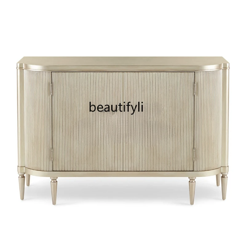 

French Retro Solid Wood Sideboard Luxury Custom Light Luxury Cupboard Home Entrance Cabinet