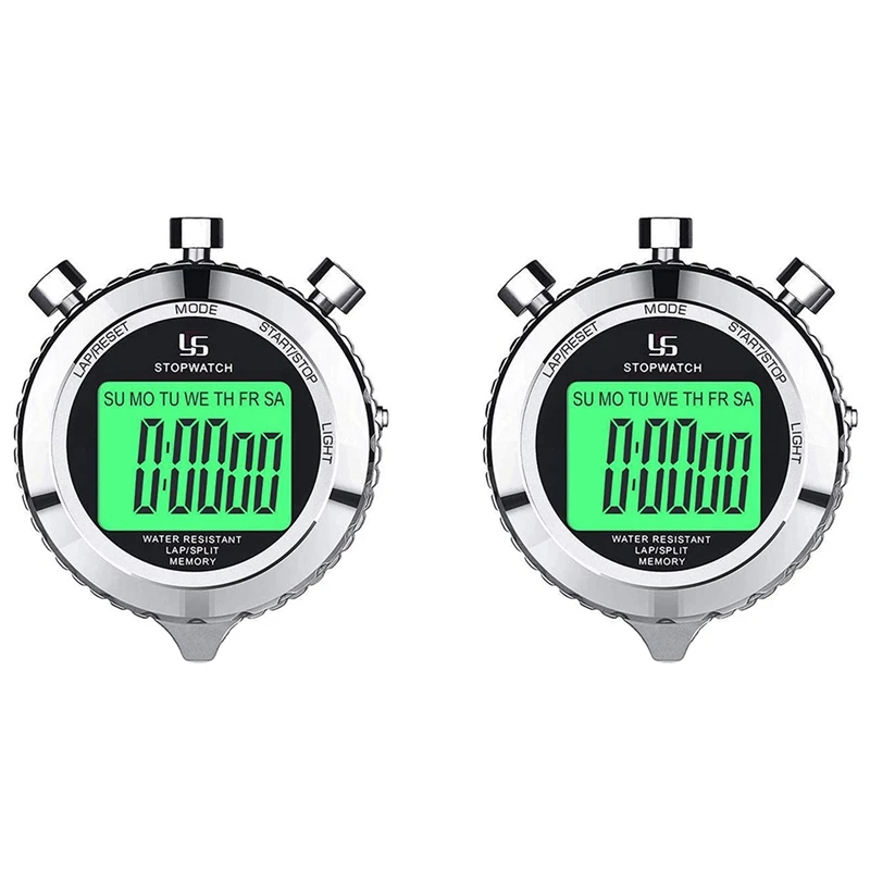YS 2X Digital Stopwatch Timer Metal Stop Watch With Backlight, 2 Lap