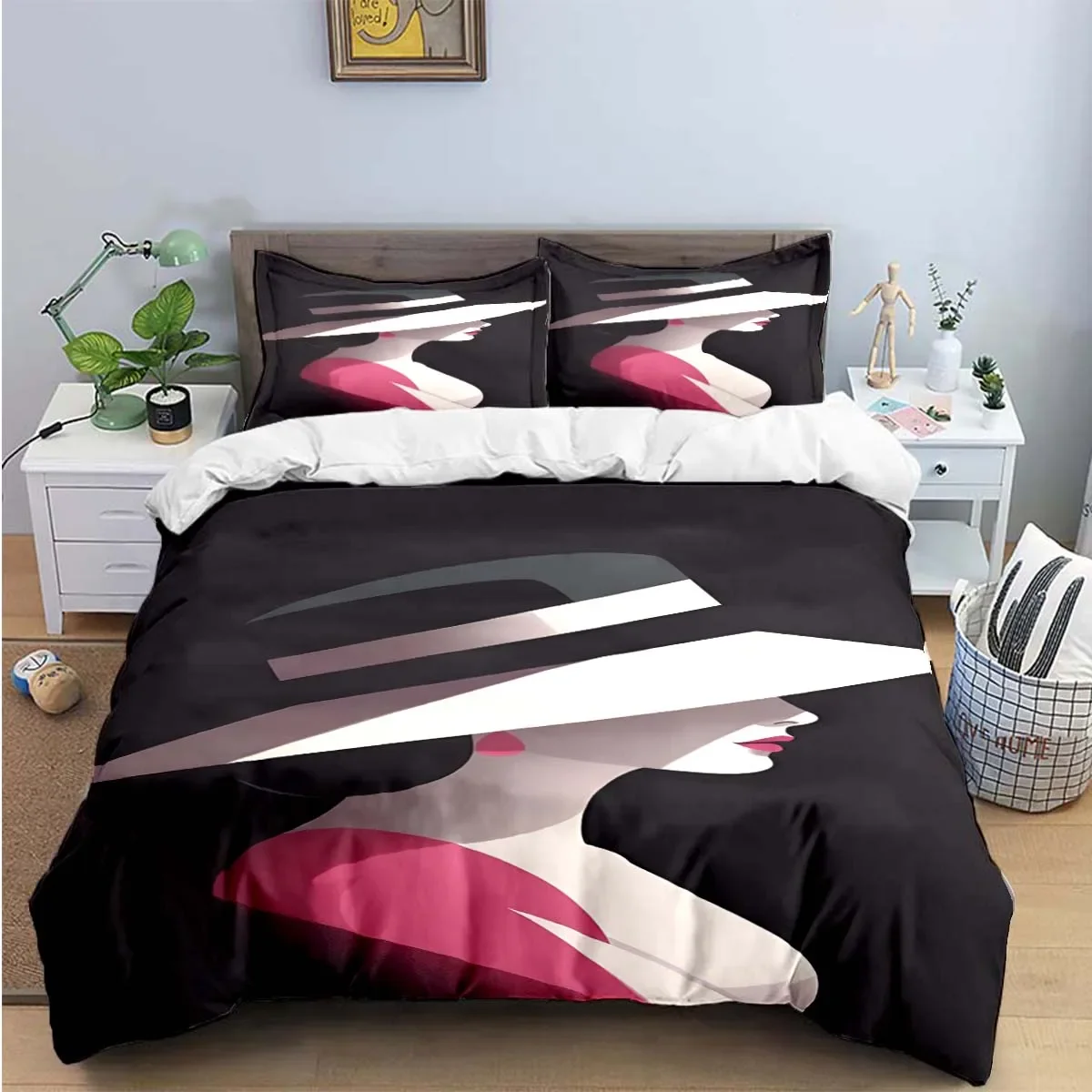 Fashion New Woman-Sexy Black and White Print Bedding Sets Bed Supplies Set Duvet Cover Bed Comforter Set Bedding Luxury Gift