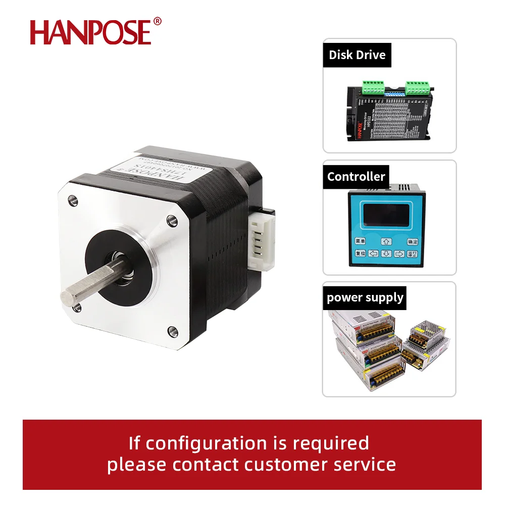 HANPOSE1.8 Degree Nema 17 Stepper Motor 1.3A 28N.cm 4 Leads 17HS3401S-D 42BYGH34 CNC Worm Gear Edger Parts 3D Printer 12V