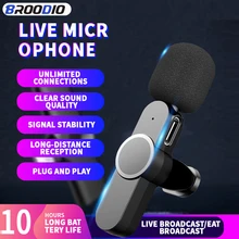 

Rechargeable Wireless Microphone Portable Mini Condenser Mic For Android iPhone Live Broadcast Wireless USB Lavalier Microphones
