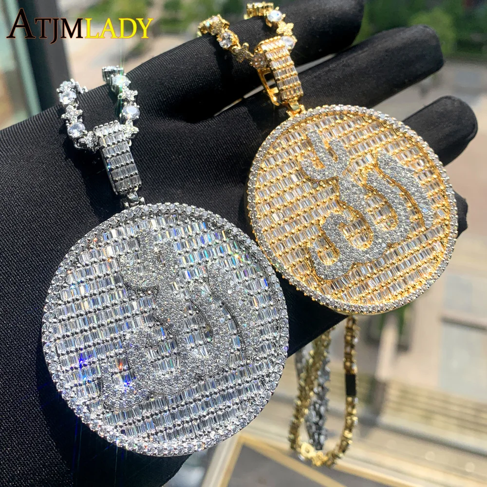 男性用キュービックジルコニアのペンダントネックレス,カラフルなロープチェーン,イスラム教徒,ヒップホップジュエリー,男の子用 - AliExpress