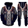 New Vintage Abstract Pattern 3D Print Men Clothing Suit Ethnic Style Hoodie Pants 2 Piece Set Men's Sportswear Tracksuit Autumn 3