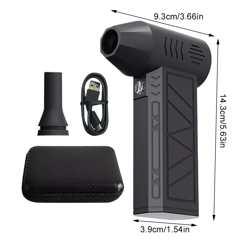 Portable Electric Air Duster 130000RPM Mini Turbo Jet Fan Adjustable Wind Speed Turbo Violent Blower Rechargeable with Light