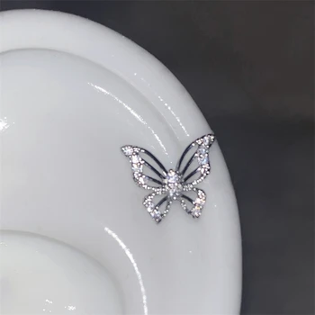 Shiny Hollow Silver Color Rhinestone Butterfly 316L Stainless Steel Ear Bone Nail Delicate Waterproof Small Earrings for Women 1
