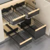 KIXOT Pull Out Organizer, Pull-out Dish Rack With Wooden Handle And Drain Tray, Multifunctional Single Layer Dish Drying Rack 3