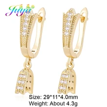  Juya 18K Real Gold Silver Plated Basic Ear Wire Fixture Hooks Earring Fastener Accessories For DIY Crystal Pearls Jewelry Making 
