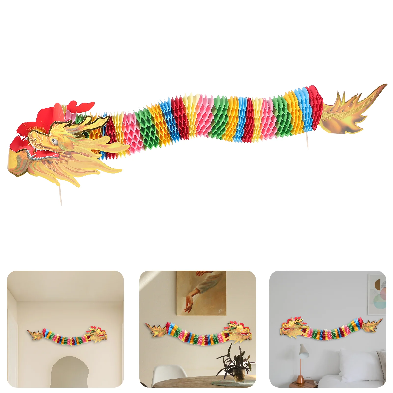 

3D Chinese New Year Dragon Garland 1.5M Spring Festival Dragon Lantern Paper Dragon Lantern Hanging Decoration