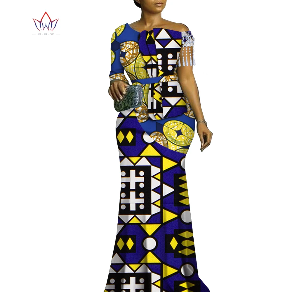 

African Party Dress Women Clothing Traditional Ankara Bazin Riche Style Femme Lady Print Plus Size Skirt Suit Wy4826