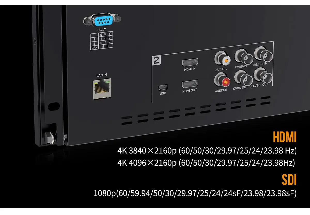 D101 PLUS Dual Screen 10.1"4RU Rackmount Monitor 4K HDMI-Compatible SDI 1920x120