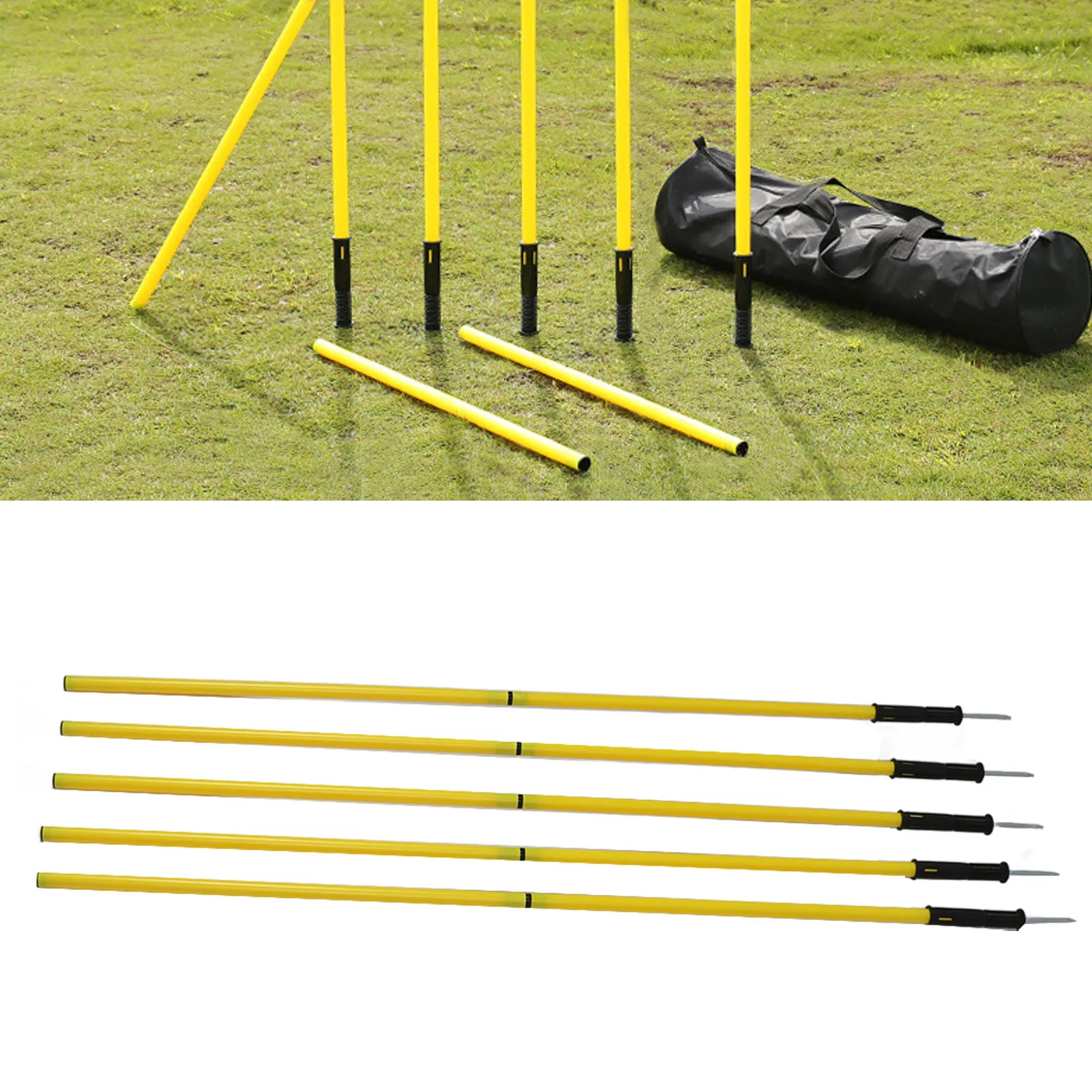 Soccer Poles Set Yellow Poles 1.5m Training Poles Soccer Training Sports Poles with Base Buckles 1