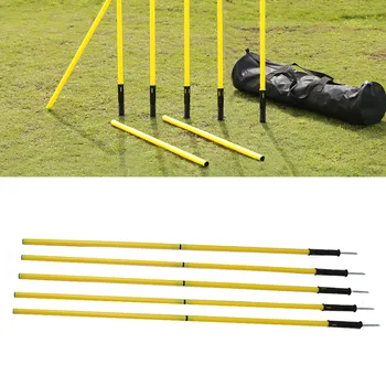 Soccer Poles Set Yellow Poles 1.5m Training Poles Soccer Training Sports Poles with Base Buckles 1