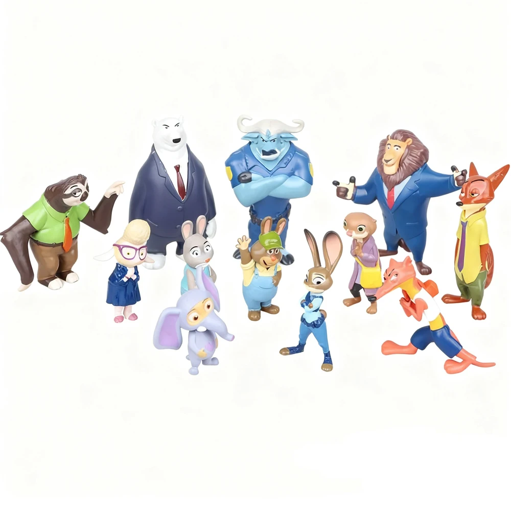 Em stcok 12 pçs/set disney zootopia animais figura de ação brinquedos coelho judy hopps raposa nick wilde filme crianças presente coleção figura